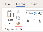 Format painter tool on ribbon in Word